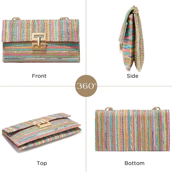 NWOT Multicolor Woven Chain Strap Bag - Picture 2 of 4